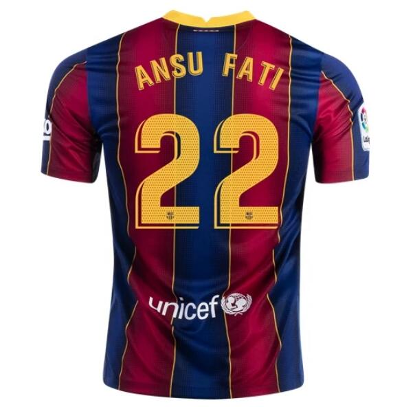 Barcelona Home Kit Soccer Jersey ANSU FATI #22 2020/21